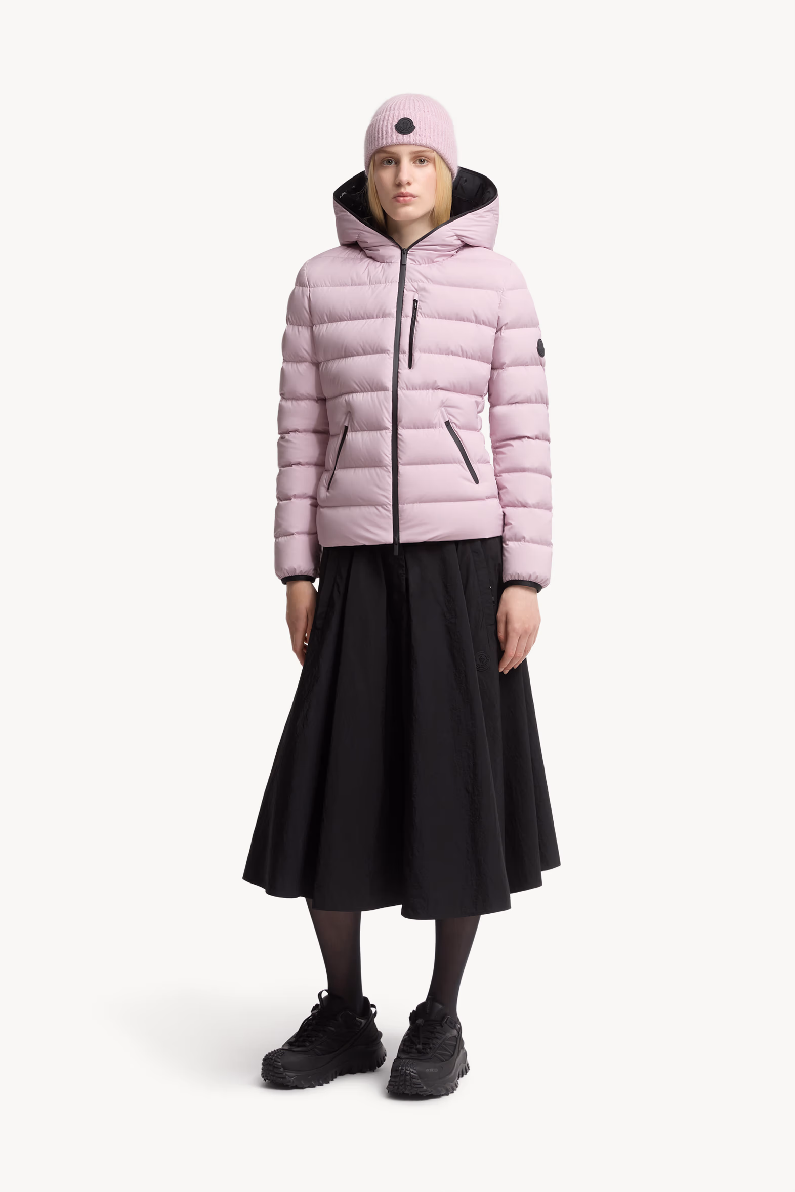 Herbe Hooded Short Down Jacket Women Pink Moncler 0